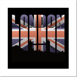 British Flag over London City Posters and Art